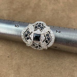 1.5CT Black Sapphire & Topaz 925 Silver Ring for the next Black & White Night